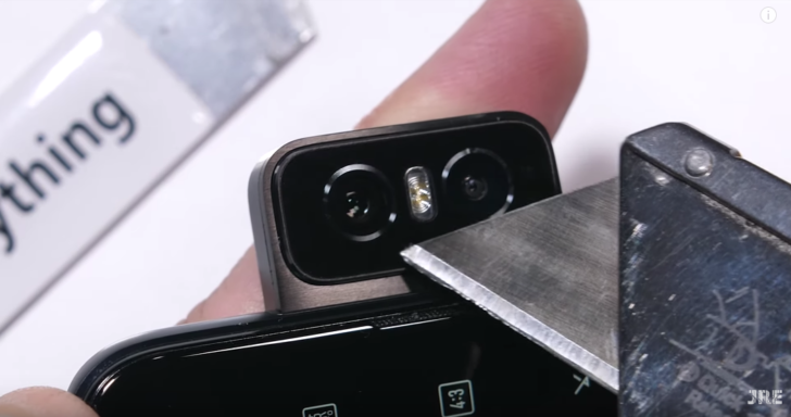 The ASUS ZenFone 6 and its motorized camera put up a brave front in JerryRigEverything torture test