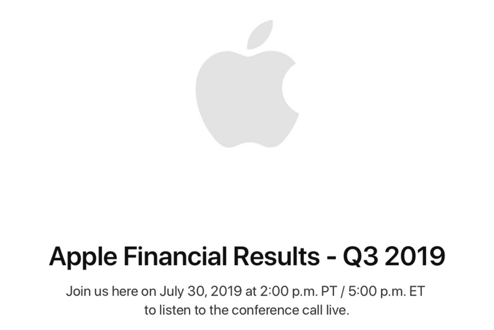 Apple to Announce Q3 2019 Earnings on July 30