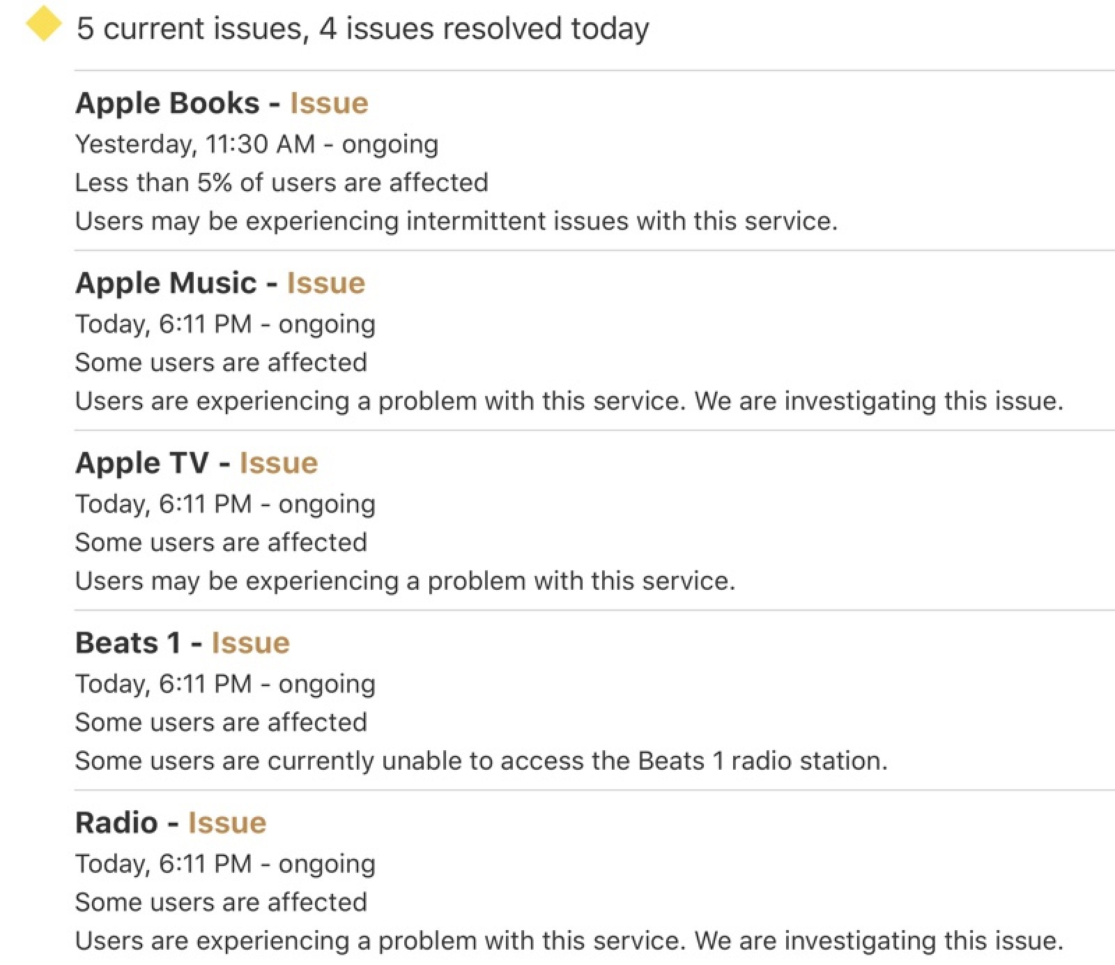 Apple Music, Apple TV and Apple Books Experiencing Outage [Update: Back Up]