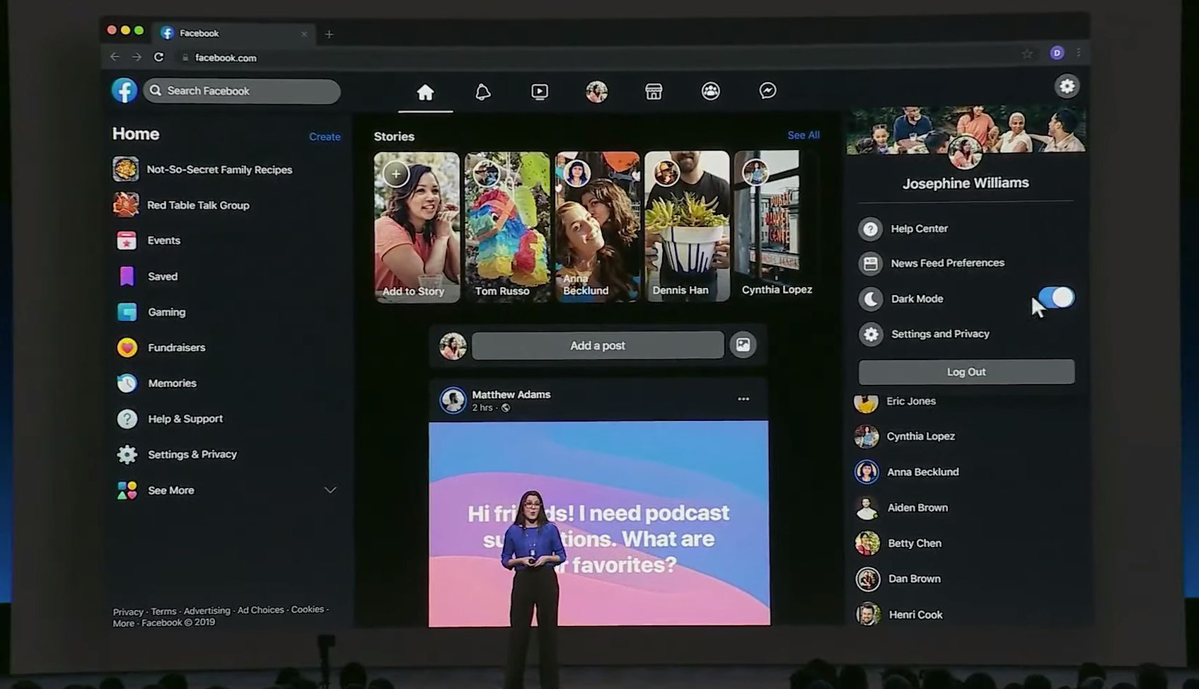 Facebook's new web interface is rolling out for some, with dark mode in tow