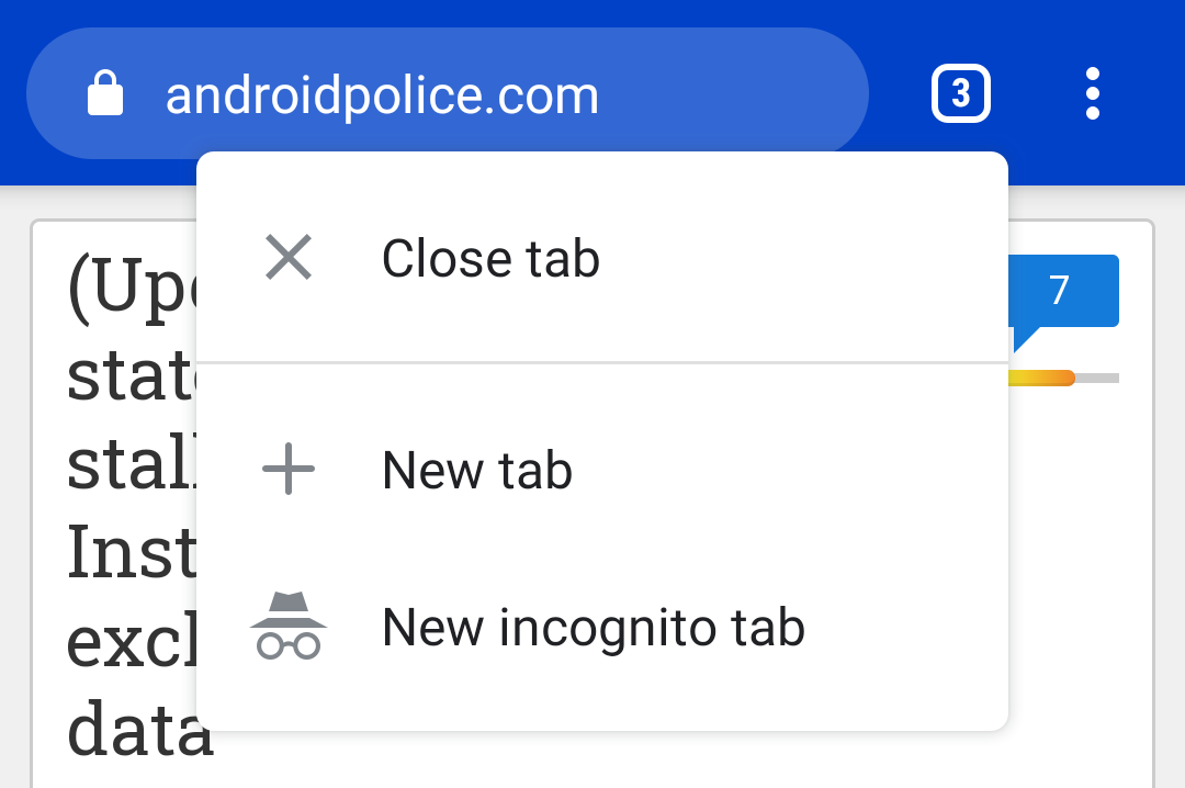 Live in Stable) Google Chrome for Android gets long-press menu on tab switcher button