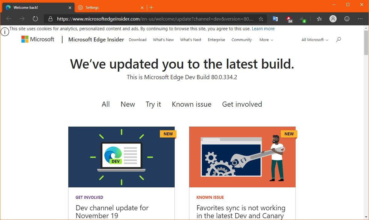 Microsoft Edge Dev Updated with Two New Features and Lots of Fixes